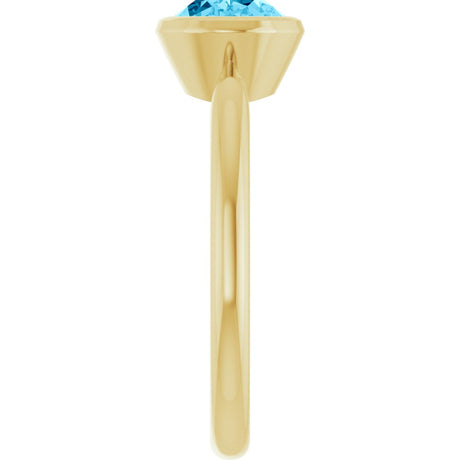14K Yellow Gold Natural Aquamarine Solitaire Ring