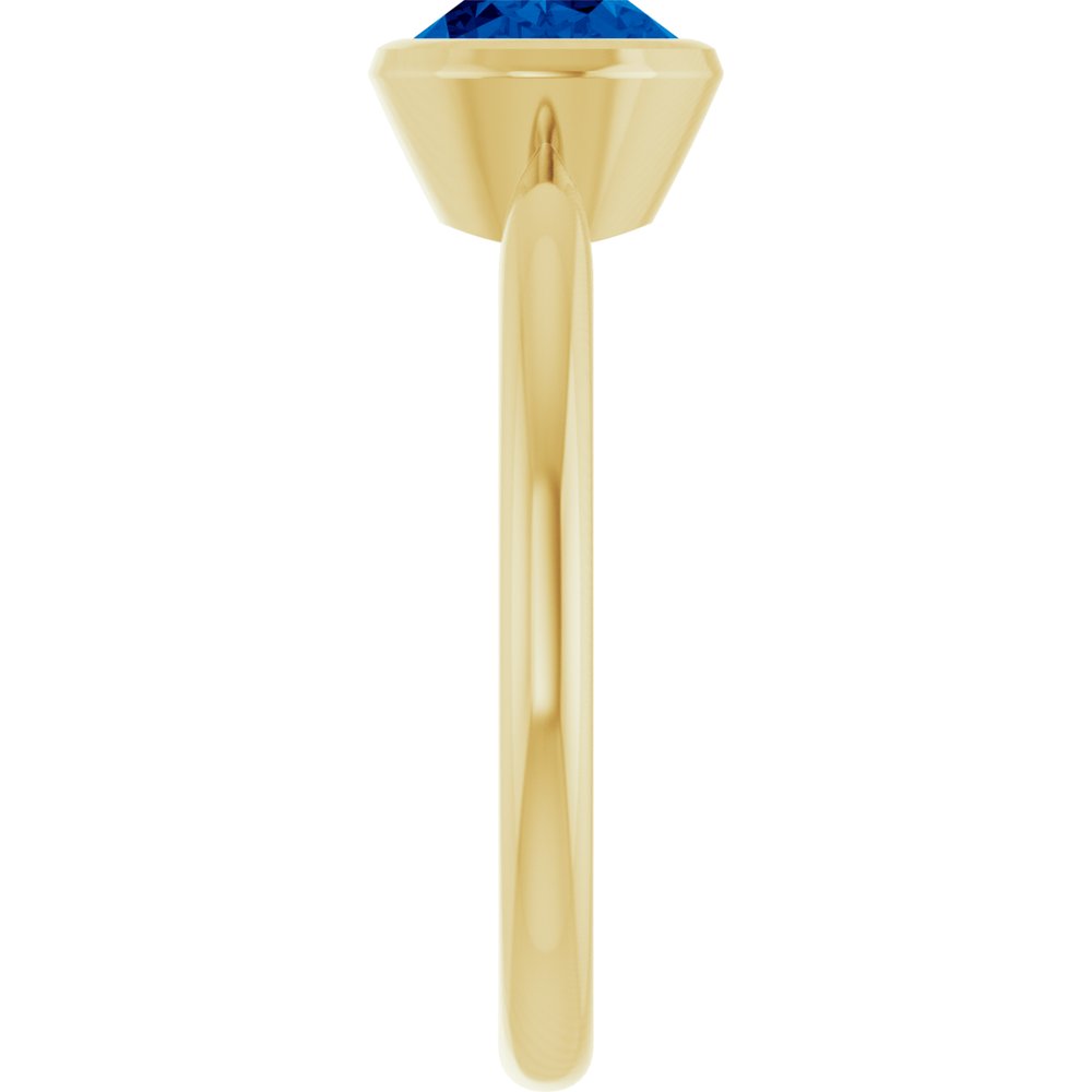 14K Yellow Gold Lab-Grown Blue Sapphire Solitaire Ring
