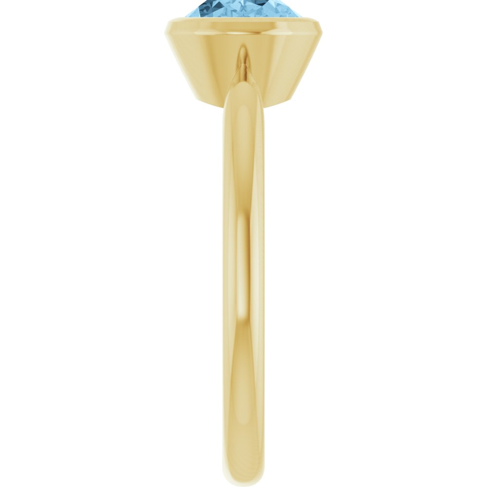 14K Yellow Gold Natural Sky Blue Topaz Solitaire Ring