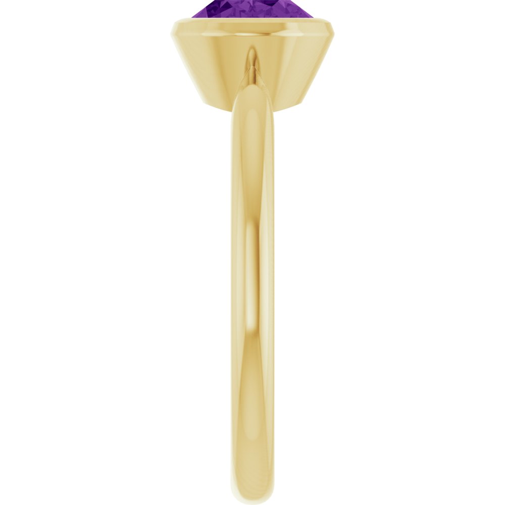 14K Yellow Gold Natural Amethyst Solitaire Ring