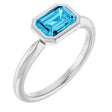 14K White Gold Natural Aquamarine Solitaire Ring