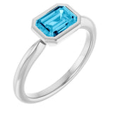 14K White Gold Natural Aquamarine Solitaire Ring