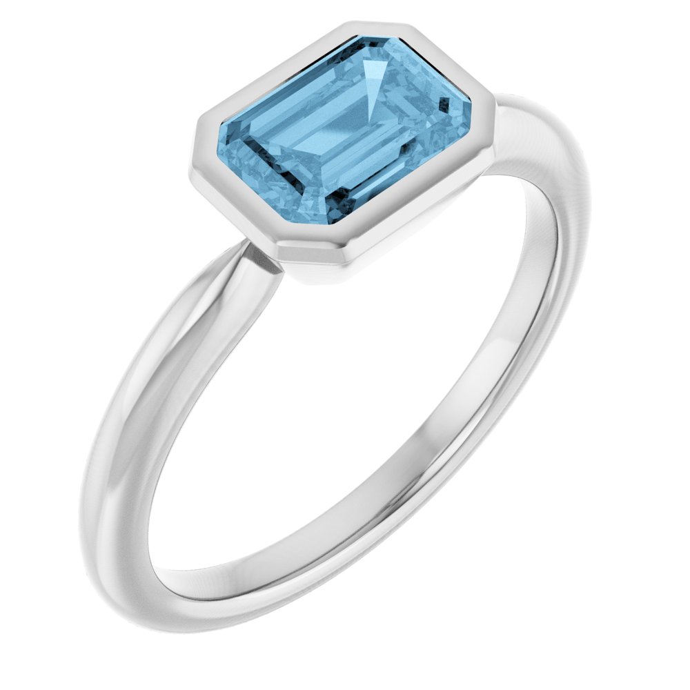 Sterling Silver Natural Sky Blue Topaz Solitaire Ring