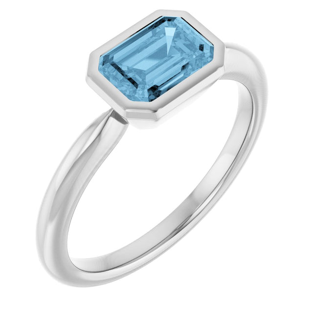 Sterling Silver Natural Sky Blue Topaz Solitaire Ring