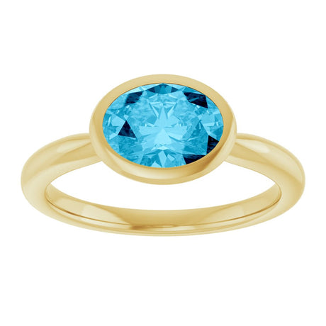 14K Yellow Gold Natural Aquamarine Solitaire Ring