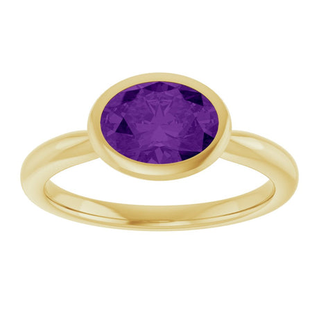 14K Yellow Gold Natural Amethyst Solitaire Ring
