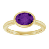 14K Yellow Gold Natural Amethyst Solitaire Ring