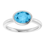 14K White Natural Swiss Blue Topaz Ring