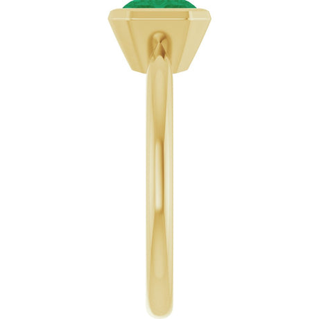14K Yellow Gold Lab-Grown Emerald Solitaire Solitaire Ring
