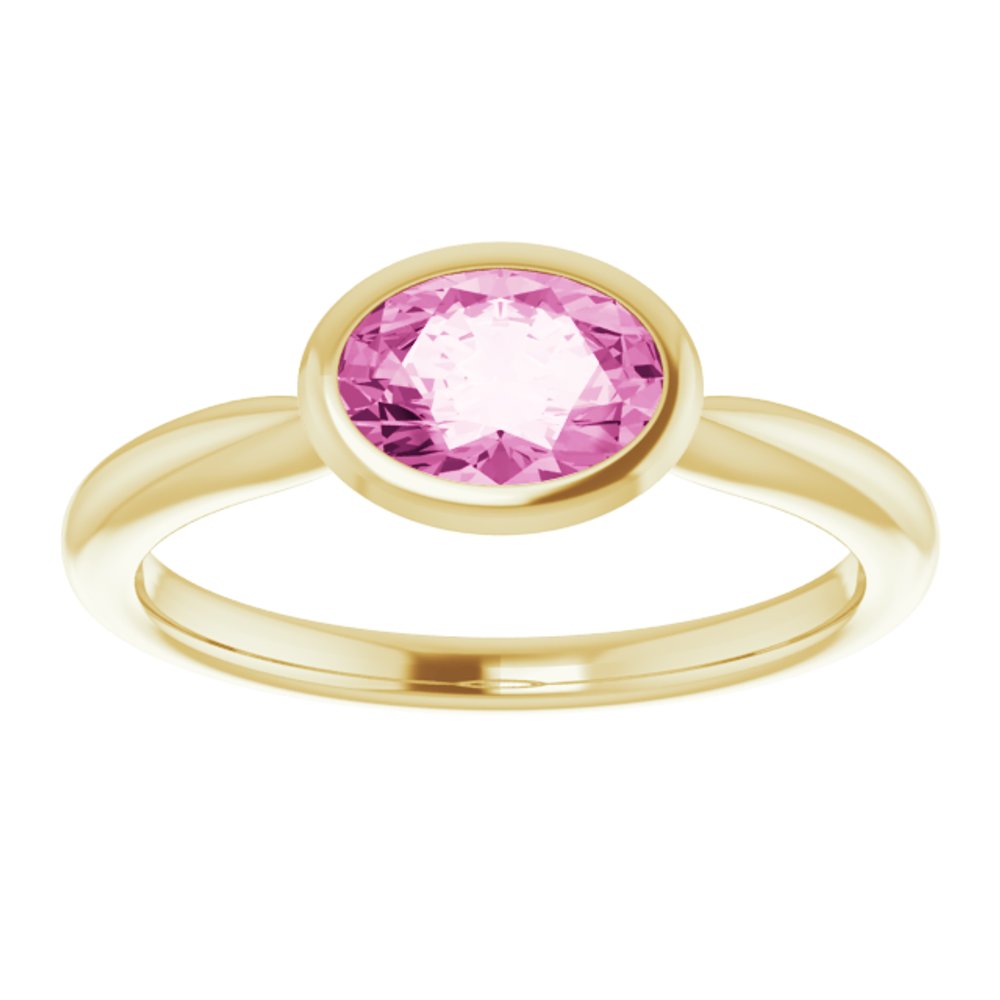 14K Yellow Lab-Grown Pink Sapphire Ring