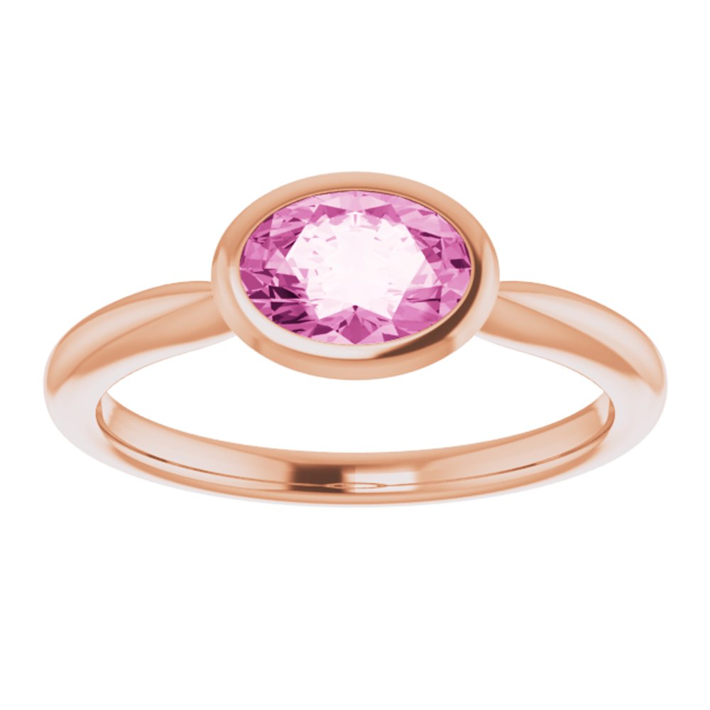 14K Rose Lab-Grown Pink Sapphire Ring