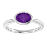 Sterling Silver Natural Amethyst Solitaire Ring