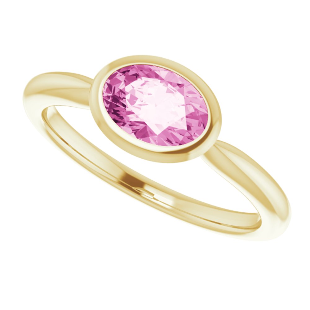 14K Yellow Lab-Grown Pink Sapphire Ring