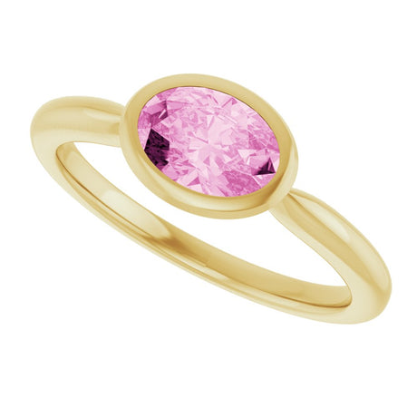 14K Yellow Gold Lab-Grown Pink Sapphire Ring  
