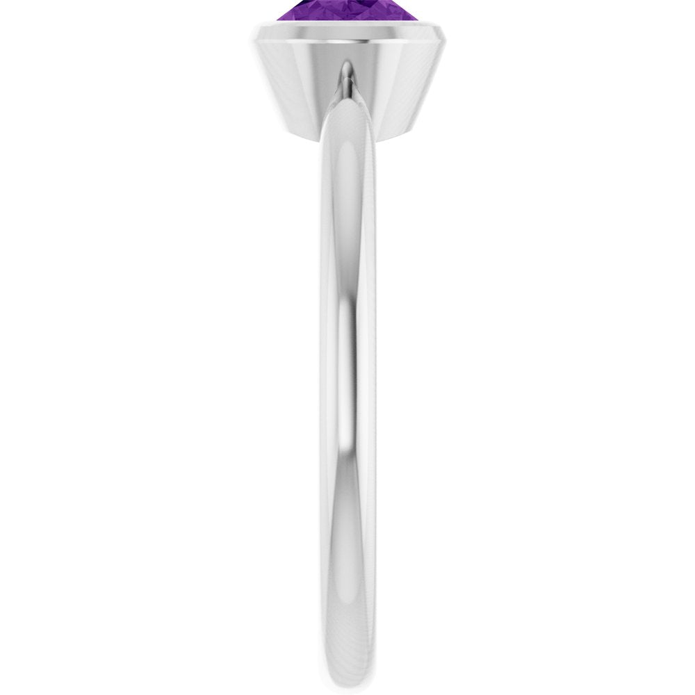 Sterling Silver Natural Amethyst Solitaire Ring