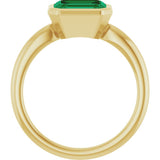 14K Yellow Gold Lab-Grown Emerald Solitaire Solitaire Ring