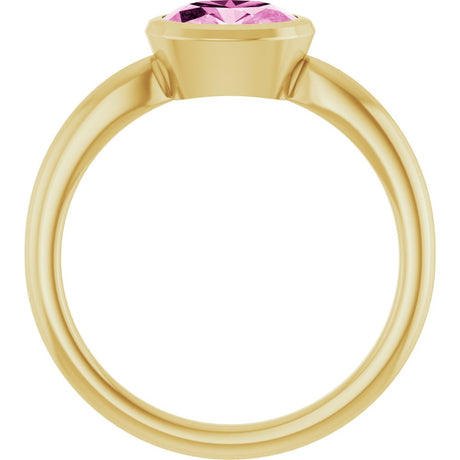 14K Yellow Gold Lab-Grown Pink Sapphire Ring  