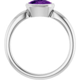 Sterling Silver Natural Amethyst Solitaire Ring