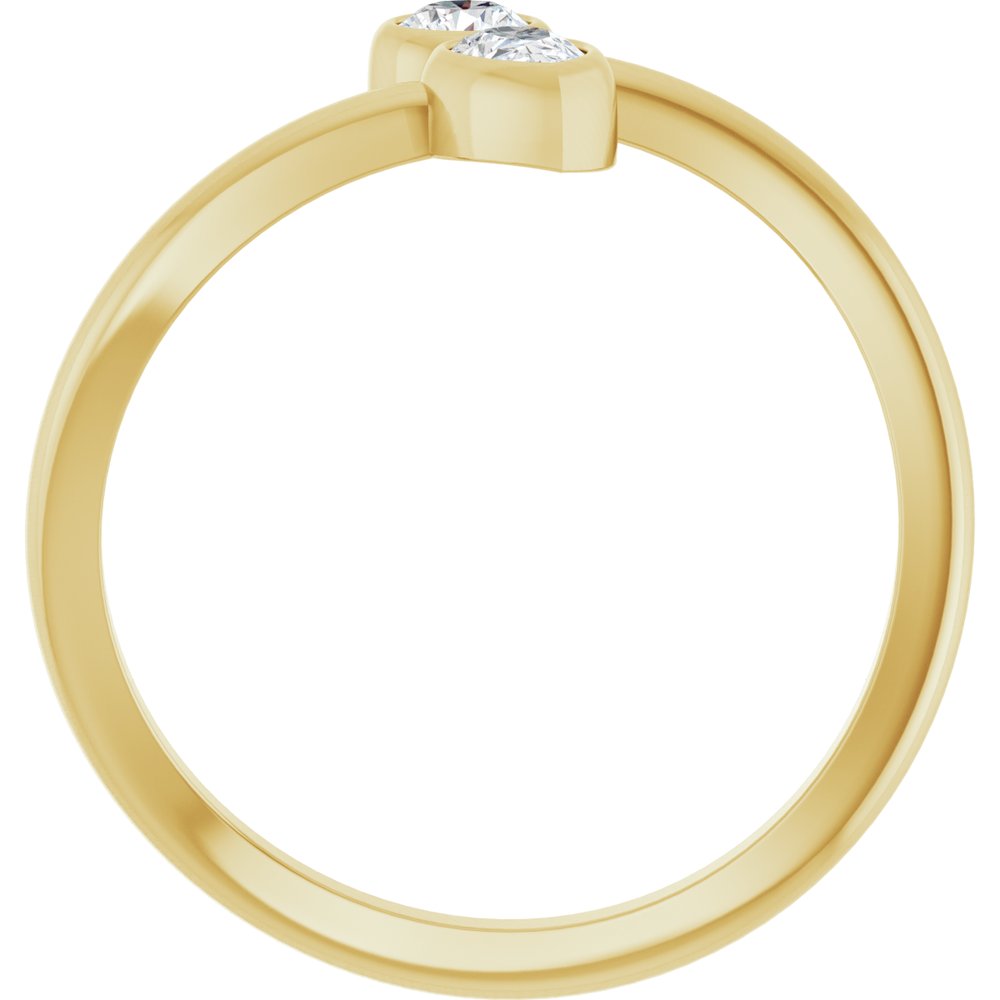 14K Yellow 1/4 CTW Natural Diamond Two-Stone Bypass Ring