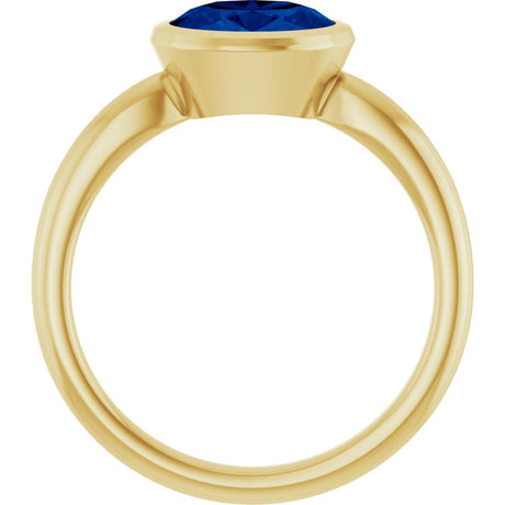 14K Yellow Gold Lab-Grown Blue Sapphire Solitaire Ring