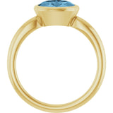14K Yellow Gold Natural Sky Blue Topaz Solitaire Ring