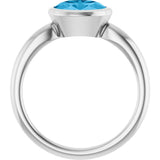 14K White Natural Swiss Blue Topaz Ring