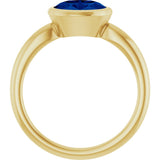 14K Yellow Gold Lab-Grown Blue Sapphire Solitaire Ring
