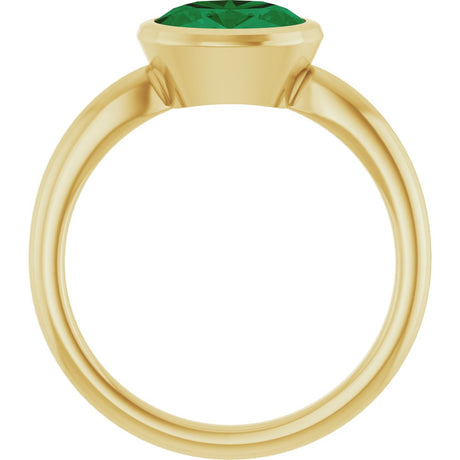 14K Yellow Gold Lab-Grown Emerald Solitaire Solitaire Ring