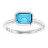14K White Gold Natural Aquamarine Solitaire Ring