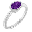 Sterling Silver Natural Amethyst Solitaire Ring