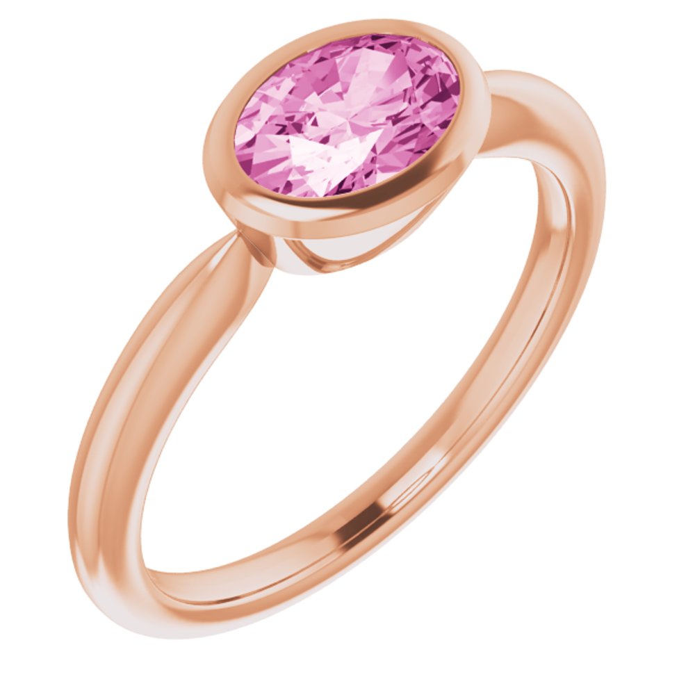 14K Rose Lab-Grown Pink Sapphire Ring  