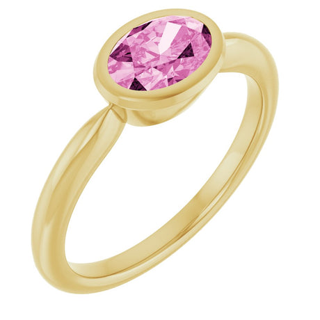 14K Yellow Gold Lab-Grown Pink Sapphire Ring  