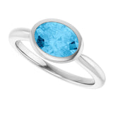 14K White Natural Swiss Blue Topaz Ring