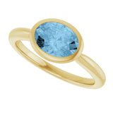 14K Yellow Gold Natural Sky Blue Topaz Solitaire Ring