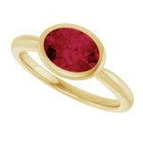 14K Yellow Gold Lab-Grown Ruby Solitaire Solitaire Ring