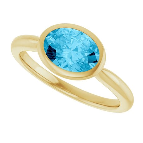 14K Yellow Gold Natural Aquamarine Solitaire Ring