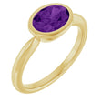 14K Yellow Gold Natural Amethyst Solitaire Ring