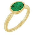 14K Yellow Gold Lab-Grown Emerald Solitaire Solitaire Ring