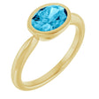 14K Yellow Gold Natural Aquamarine Solitaire Ring
