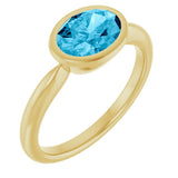 14K Yellow Gold Natural Aquamarine Solitaire Ring