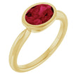 14K Yellow Gold Lab-Grown Ruby Solitaire Solitaire Ring