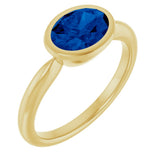 14K Yellow Gold Lab-Grown Blue Sapphire Solitaire Ring