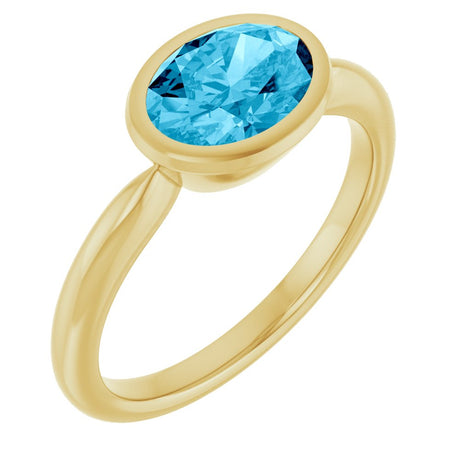 14K Yellow Gold Natural Aquamarine Solitaire Ring