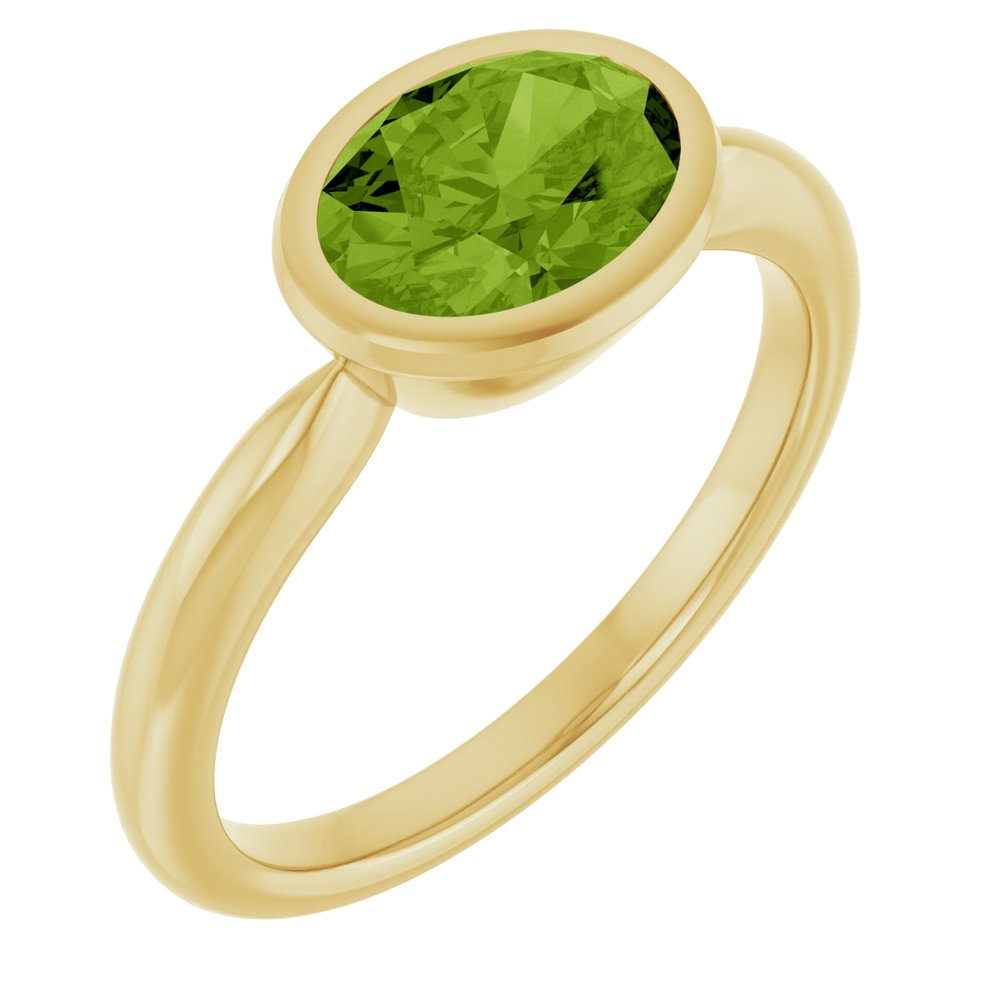 14K Yellow Natural Peridot Ring