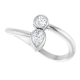 14K White Gold 1/4 CTW Natural Diamond Two-Stone Bypass Ring