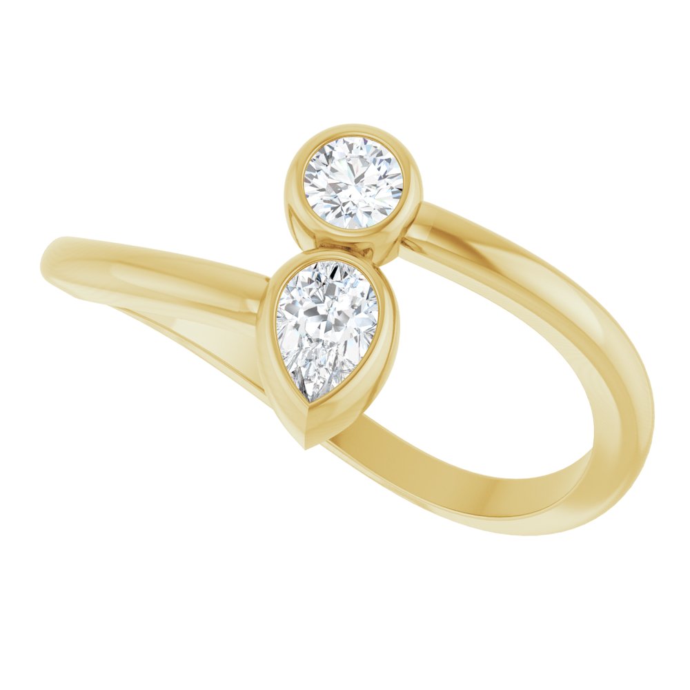 14K Yellow 1/4 CTW Natural Diamond Two-Stone Bypass Ring