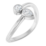 14K White Gold 1/4 CTW Natural Diamond Two-Stone Bypass Ring