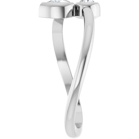 14K White Gold 1/4 CTW Natural Diamond Two-Stone Bypass Ring