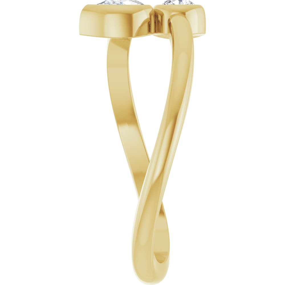 14K Yellow 1/4 CTW Natural Diamond Two-Stone Bypass Ring