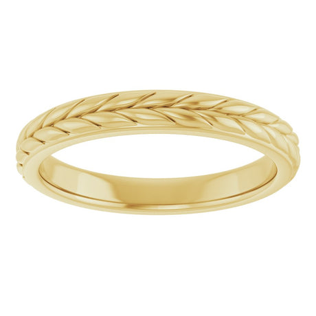 14K Yellow Gold 3 mm Wheat Pattern Flat Band Size 7